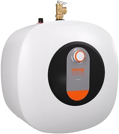 VEVOR Electric Mini-Tank Water Heater, 8-Gallon Tank Hot Water Boiler Storage, 1400W Power, Safety Temperature Pressure Valve Easy Install, for Kichen Bathroom Restaurant, Shelf Wall Floor Mounted