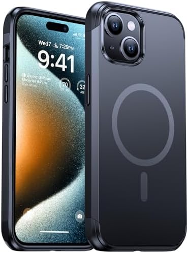 VICSEED Shockproof for iPhone 15 Case, Compatible with MagSafe [3-Layer MiIitary Protection] [Strongest Magnets] Anti-Scratch, Protective Durable & Rugged Phone Cover for iPhone 15 6.1", Black