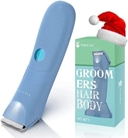 VIKICON Pubic Hair Trimmer Women, Bikini Trimmer Women, Electric Groin & Body Shaver IPX7 Waterproof Wet/Dry Body Groomer for Manscaping, Razor for Men USB-C Charging, No Nicks, No Cuts, LED Light
