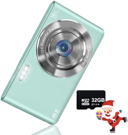 VJIANGER 4K Digital Camera 44MP Point and Shoot Camera with 16X Digital Zoom 2.4 Inch Kids Camera with 32GB SD Card Vlogging Camera for Teens Students Boys Girls Seniors(DC6-X3 Green2)