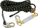 Vertical Lifeline Rope Assembly 25 ft with Rope Grab Snap Hooks Shock Absorber CE Standard for Fall Protection Roofing Safety Equipment Tools Rope Kits