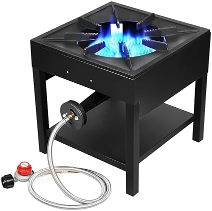 Vivicreate 185000 BTU Camping Camp Range Chef Griddle Outdoor Kitchen Garden grill propane gas 0-20 PSIG high pressure cook Stove Burner estufa Quemador cusina (Cast Iron)