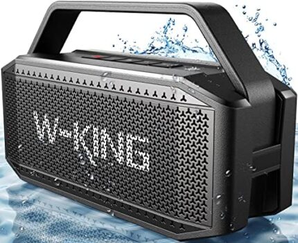 W-KING Portable Loud Bluetooth Speakers with Subwoofer, 60W(80W Peak) Outdoor Speakers Bluetooth Wireless Waterproof Speaker, Deep Bass/V5.0/40H Play/Power Bank/TF Card/AUX/EQ, Large for Party (Black)