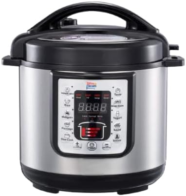 W4H 6 Qt 8-in-1 Multi-Use Programmable Electric Pressure Cooker for Rice, Steam, Meat, Stew, Pressure Cooking, Slow Cooking, Saute - Touch LED Panel, Stainless Steel, Dishwasher Safe - Silver, 6 L