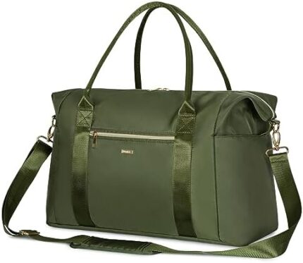 WANDF For Spirit Airlines Personal Item Bag 18x14x8 Travel Duffel Bag with TSA Approved Quart Size Bag & Shoes Bag Weekender Overnight Bag Carry-on Luggage for Women (Drak Green）
