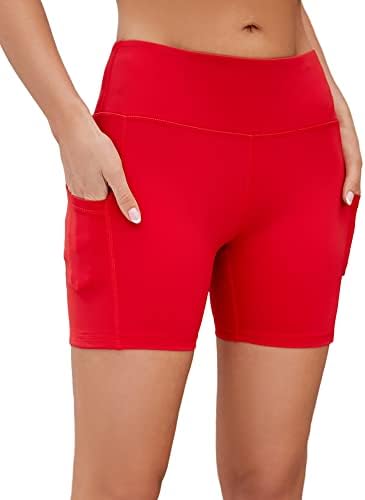 WASAH Soft Comfortable Workout Yoga Shorts for Women with Pockets,Elastic Breathable Tummy Control Compression Gym Shorts