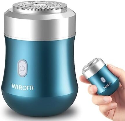WIROFR Electric Shaver One-Button Use Portable Mini Shaver Electric Razor for Men Rotary, Rechargeable, Wet&Dry, IPX7 Waterproof, Travel, Home, Office, Car (Blue)