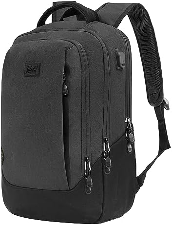 WOLT | Travel Laptop Backpack for Women & Men - airplane approved carry on Business Bag with USB Charging Port, fits 15.6 Inch Notebook (Dark Grey)