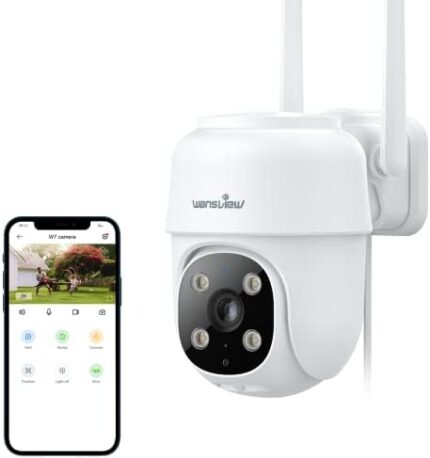 Wansview 2K Security Cameras Wireless Outdoor-2.4G WiFi Home Security Cameras via Remote Control with Phone APP for 360º View, Color Night Vision, 24/7 SD Card Storage, Works with Alexa/Google Home
