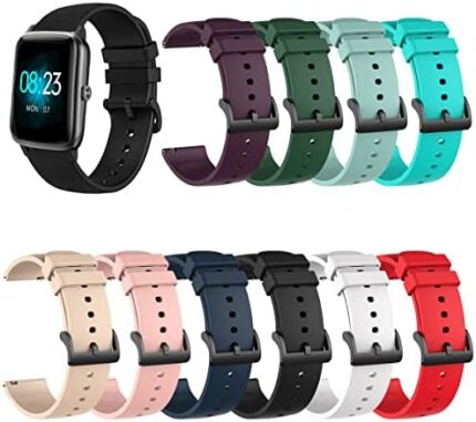 Watch Band Compatible for Popglory P66/NiUFFiT P66/Ddidbi P66D/Aptkdoe P66D/Nerunsa P66D/Dotn P66D Smart Watch Replacement Wrist Strap Wristband for Popglory P66/NiUFFiT P66/Ddidbi P66D/Aptkdoe P66D/Nerunsa P66D/Dotn P66D 1.85'' Smartwatch Soft Silicone Sport Watchband
