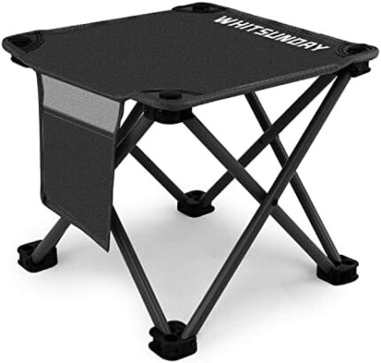 Whitsunday Folding Stool,12.6 Inch Mini Portable Folding Stool for Camping Fishing Hiking Gardening and Beach Black