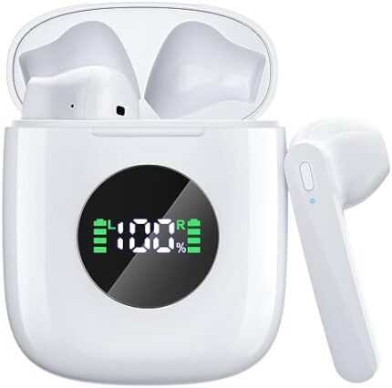 Wireless Earbuds, Bluetooth 5.3 Headphones Ear buds with 50Hrs Battery Life Deep Bass Earphones with Wireless Charging Case & LED Power Display Waterproof Microphone Headset for TV Tablet Phone CAP0X0