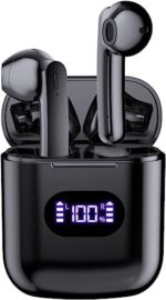 Wireless Earbuds Bluetooth 5.3 Headphones Playback Stereo 36H Battery Life LED Power Display Earbuds with Wireless Charging Case IPX6 Waterproof Bluetooth Earbuds with Mic for Android iOS