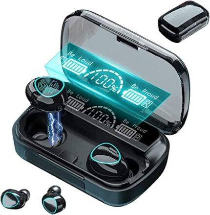 Wireless Earbuds,Bluetooth Headphones 140Hr Playtime Sports Ear Buds with Digital Display Charging Case, IPX5 Waterproof Headset with Microphone Cordless Earphone for iPhone Andriod TV