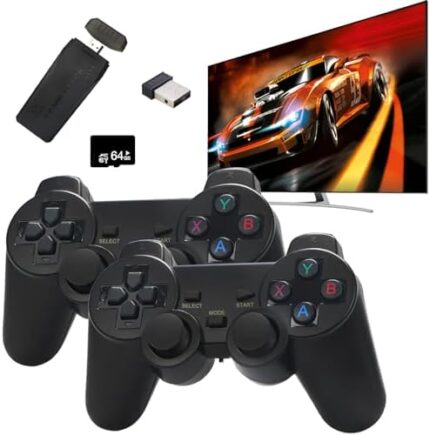 Wireless Retro Game Console, Plug and Play Video Game Stick Built in 10000+ Games,9 Classic Emulators, 4K High Definition HDMI Output for TV with Dual 2.4G Wireless Controllers
