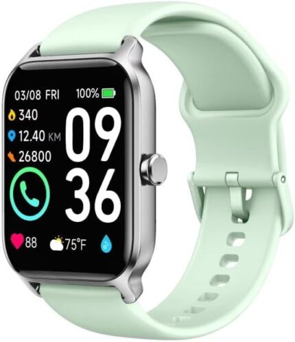 Woneligo Smart Watch for Men Women with Bluetooth Call,1.8"Mens Watches,Alexa Built-in,[24H Heart Rate SpO2 Sleep Monitor],5ATM Waterproof,100 Sports Modes Digital Pedometer Watch Birthday Gifts Green