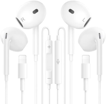 Woodford Design 2 Pack Wired in-Ear Earbud Headphones,Built-in Microphone Volume Control Earphones Stereo Noise Canceling Headset Earphone for iPhone 14/13/12/11/XR/8/7