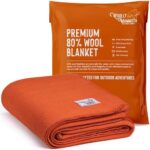 Woolly Mammoth Merino Wool Blanket - Large 66" x 90", 4LBS Camp Blanket | Throw for The Cabin, Cold Weather, Emergency, Dog Camping Gear, Hiking, Survival, Army, Outside, Outdoors – Orange
