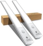 XADITON 44-LED Motion Sensor Cabinet Light - USB Rechargeable, Under Counter Closet Lighting for Kitchen Night Lights - Battery Powered, Uniform Light for Wardrobe, Cabinet, Cupboard - 2Pack