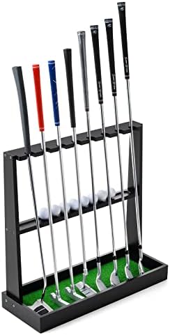 XCSOURCE Wooden Golf Club Holder, Golf Putter Stand Floor Display Rack, Golf Club Rack for Golf Clubs, Golf Balls, Putter Covers Storage, Golf Club Organizer for Indoor Home Club Garage Simulator