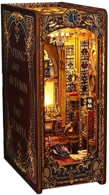 XYQXYQ DIY Wooden Skew Bookstand Set Bookcase Decoration Lighting Model Building Set Paper Insert Art Bookcase DIY Bookcase Decoration (Covenant Church)