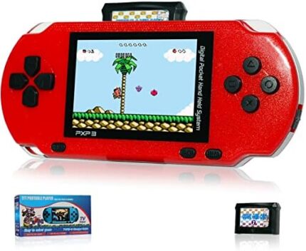 YUAN PLAN Handheld Game Console for Children, 288 Retro Classic Games 3.0" LCD Screen Portable TV Output Video Game Player with Type-C Port Rechargeable Battery and Two Game Cartridges for Kids Red