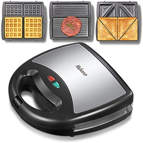 Yabano Sandwich Maker, 3 in 1 Waffle Maker, Toaster and Yabano Sandwich Maker, 3 in 1 Waffle Maker, Toaster and Electric Panini Press Grill with Non-stick Coating Plate, Easy to Clean, Heating Up Fast