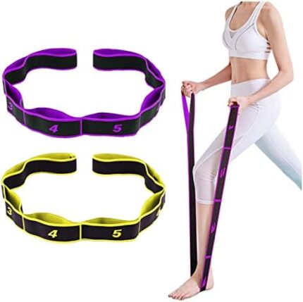 Yoga Elastic Bands Stretch Resistance Band (2 Pieces) Elastic Bands for Yoga, Physiotherapy, Pilates, Dance, Gymnastics, Etc