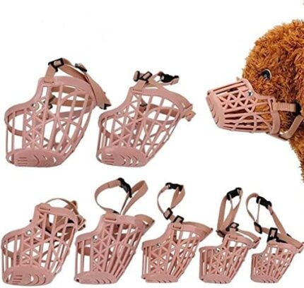 Yusylvia 7pcs/Set Softness Plastic Dog Muzzle, Anti Bite Adjustable Pet Basket, Dogs Training Mouth Cover Mesh Cage, Breathable Comfortable, for Small, Medium and Large Dogs Care