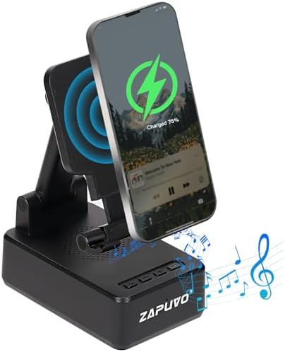 ZAPUVO Bluetooth Speaker with Phone Wireless Charging Phone Stand, Birthday Gifts for Men Dad from Daughter Son, Gifts Ideas for Anniversary Husband Him from Wife, Cool Gadgets for Christmas Xmas
