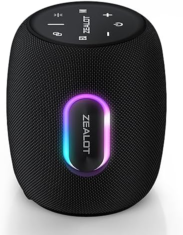 ZEALOT Bluetooth Speakers,360° Surround 75W Portable IP67 Wireless Bass Boost Speakers with Subwoofer,Bluetooth 5.2 Stereo Dual Pairing Speakers,Lights,50H Playtime for Home,Party,Gift