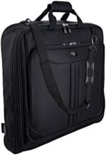 ZEGUR Suit Carry On Garment Bag for Travel & Business Trips With Shoulder Strap and Rolling Luggage Attachment Point - Black