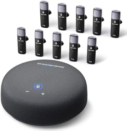ZHUOSHENG Conference Speaker and Microphone, USB Speakerphone with 10 Mics, 360° Pickup&Noise Reduction, Portable Conference Room Omnidirectional Microphone for 10 Compatible with Leading Platforms