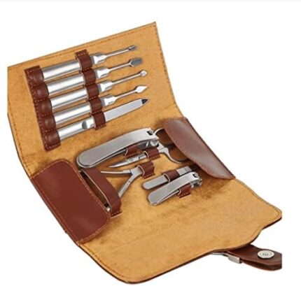 ZZBJ 10PCS Manicure Set Leather Nail Care Personal Manicure Pedicure Set, Manicure Travel Grooming Set Kit Nail Clipper