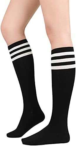 Zando Women's Tall Knee High Socks Extra Long Athletic Socks Outdoor Long Socks Stripes Casual Tube Socks Knee Socks