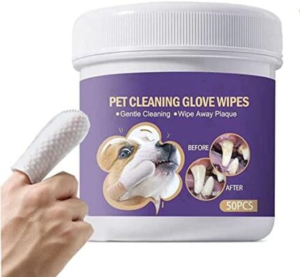 Zhang Ku Teeth Cleaning Wipes for Dogs & Cats, Remove Bad Breath by Removing Plaque and Tartar Buildup No-Rinse Dog Finger Toothbrush, Disposable Gentle Cleaning & Gum Care Pet Wipes, 50 Pcs