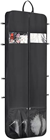 Zilink Wedding Dress Garment Bag 72" Dress Bags for Gowns Long Trifold Bridal Dress Bag with Accessory Pockets and Adjustable Buckles for Wedding dress, Prom Evening Gown [Upgraded Version]