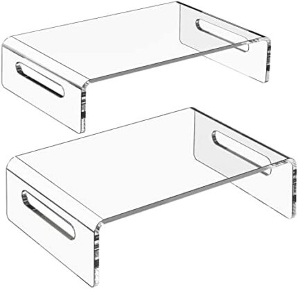Zimilar 2 Pack Monitor Stand Riser, Acrylic Monitor Stand for Computer, Laptop, Printer, Notebook, iMac, Premium Clear Laptop Stand Acrylic Monitor Riser for Home Office, Monitor Stands for 2 Monitors