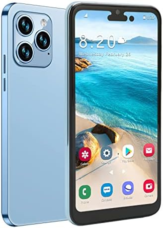 Zunate I14pro Max 4G Smartphone, 6.1in HD Screen Phone for Android 11 with Navigation System, Dual SIM 4GB RAM 64GB ROM 8MP 16MP 4000mAh Battery Unlocked Mobile Phone for Senior(Blue)