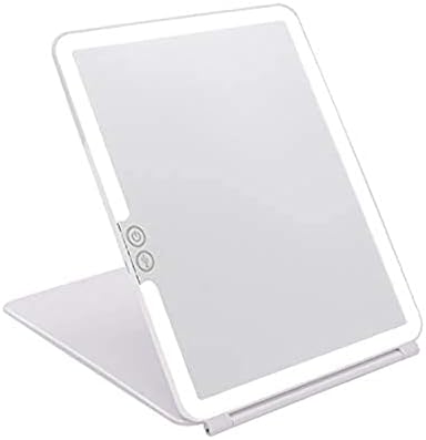 deweisn Folding Lighted Makeup Mirror with 72 LEDs 3 Colors Light Modes USB Rechargable 1800mA Batteries Portable Ultra Thin Compact Vanity Mirror Dimmable Travel Mirror