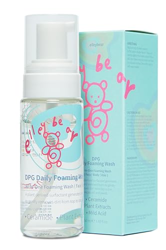 elleybear DPG Daily Foaming Wash | Kids Body Wash and Shampoo w/Plant Oils | Hydrating Facial Cleanser for Dry Skin | Baby Shampoo Tear Free | Vegan Baby Bath Essentials (1.69 Fl. Oz)