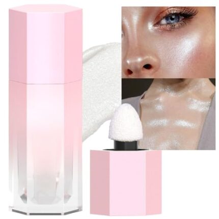 evpct Light Liquid Face Highlighter Makeup Waterproof Long Lasting Pearl White Glimmer Glow Sparkly Glitter Body Shimmer Oil Liquid Luminizer Stick Highlight Illuminator for Face Body Eyes Cheeks