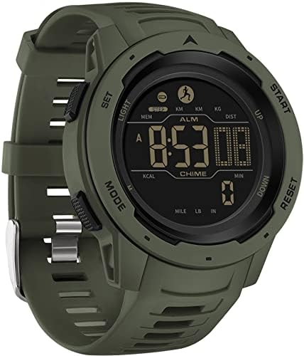 findtime Step Counter Fitness Tracker Watches for Men, Men's Digital Sports Watch IP68 Waterproof with Pedometer Calorie Dual Time Countdown Stopwatch, Tactical Military Outdoor Survival Hiking