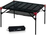 iClimb Extendable Folding Table Large Tabletop Area Ultralight Compact with Hollow Out Tabletop and Carry Bag for Camping Backpacking Beach Concert BBQ Party, Three Size (Black - XL)