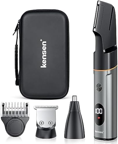 kensen 3-in-1 Body Hair Trimmer, Body Groomer Trimmer for Men, Men's Groin & Pubic Hair Trimmer, Manscaping Trimmer, Body Groomer for Men, Waterproof Male Hygiene Razor, Men's Gift (Gray)