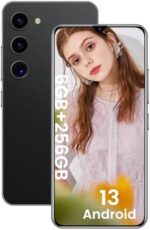 luckeu C23 5G Unlocked Cell Phone, Android 13 Smartphone 6.2 Inch FHD+ 120Hz Screen 6000mAh Battery, 6GB+256GB Octa-Core, 64MP/24MP AI Camera Mobile Phone, Dual SIM with GPS/Face ID - Black