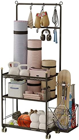 nastoks Sports Equipment Storage Racks for Garage, Indoor/Outdoor Ball Storage Garage Shelve with Basket and Hooks,Toy/Sports Storage