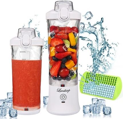ortable Blender,22 Oz Mini Blender for Shakes and Smoothies,Personal Blender with Rechargeable USB,Fruit,Smoothie,Baby Food Mixing Machine Blender With 6 Blades,for Home,Kitchen,Travel,Sports (white)