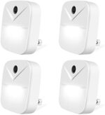 podiality Night Light 4 Pack Plug Into Wall Intelligent Dusk to Dawn Sensor Activated, LED Night Light Automated On & Off Bathroom Night Light for Kids Room, Kitchen, Home Improvement, Bedroom