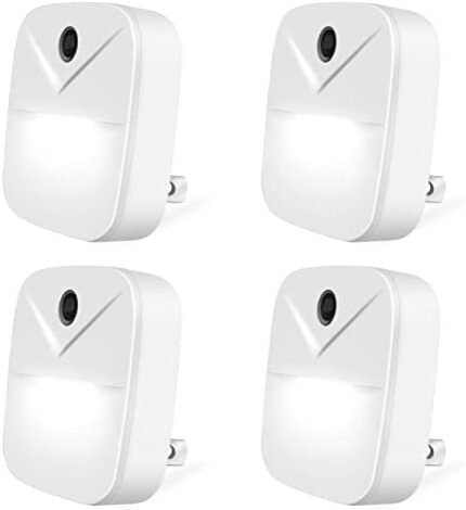 podiality Night Light 4 Pack Plug Into Wall Intelligent Dusk to Dawn Sensor Activated, LED Night Light Automated On & Off Bathroom Night Light for Kids Room, Kitchen, Home Improvement, Bedroom